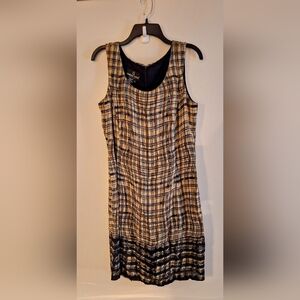 Carole Little Timeless Chic Blue and Tan Plaid Dress